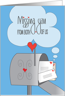 Missing You from Both of Us, Full Mailbox Filled with White Letters card