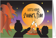 Halloween Invitation Let’s Have S’ More Fun Campfire and Full Moon card