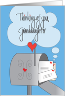Thinking of You, for Granddaughter, Mailbox with Envelopes card