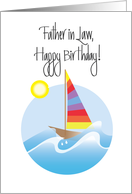 Birthday for Father in Law, Sailboat on Ocean Waves card