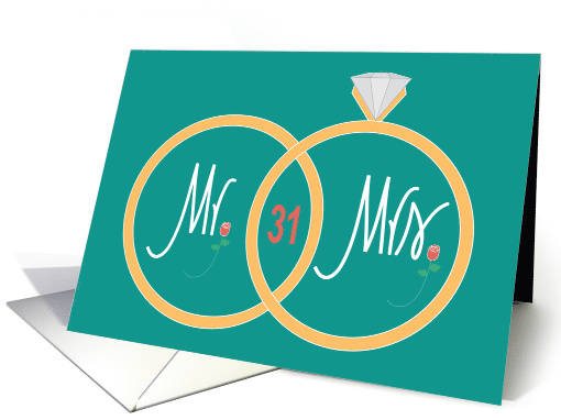 31st Wedding Anniversary, with Overlapping Wedding Rings card