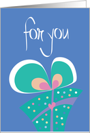 Hand Lettered Gift for You, Festive Teal Green Polka Dot Package card