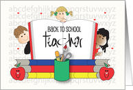 Hand Lettered Back to School for Teacher Students, Books and Apples card