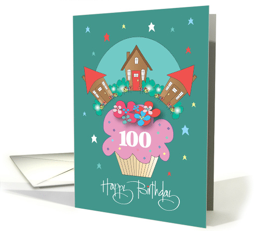 100th Birthday for Neighbor, Cupcake with Trio of... (1314688)