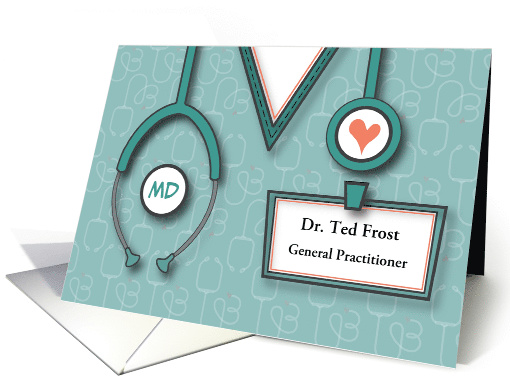 Graduation Congratulations for New Doctor, Custom Name Tag card