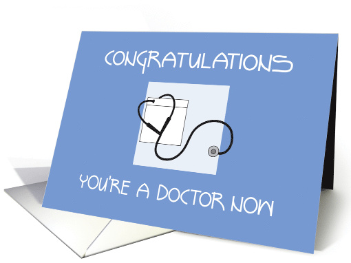 Congratulations to Doctor for New Job, Stethoscope on Blue card