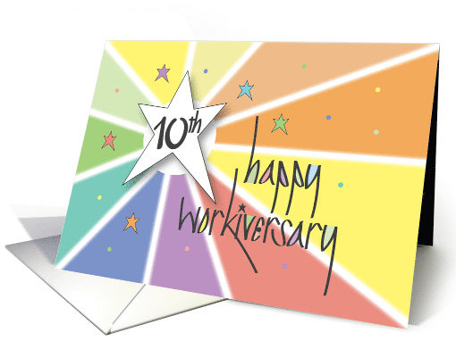 Employee 10th Work Anniversary Rainbow Rays and Stars... (1315984)