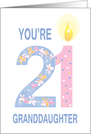 Birthday for 21 Year Old Granddaughter, Floral Numbers card