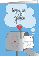 Missing You Grandson, with Heart-filled Mail Box with Letters card