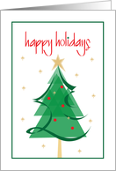Hand Lettered Happy Holidays Stylized Christmas Tree with Star card