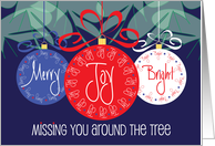 Christmas for Military Deployed, Red, White & Blue Ornaments card