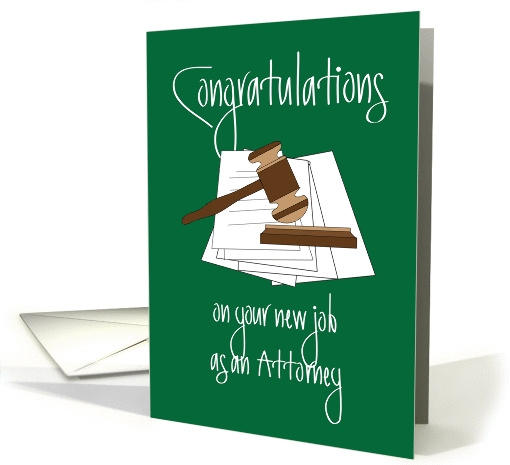Congratulations on New Job as Attorney, Gavel and Sound Block card
