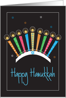 Hand Lettered Business Hanukkah with Menorah and Patterned Candles card