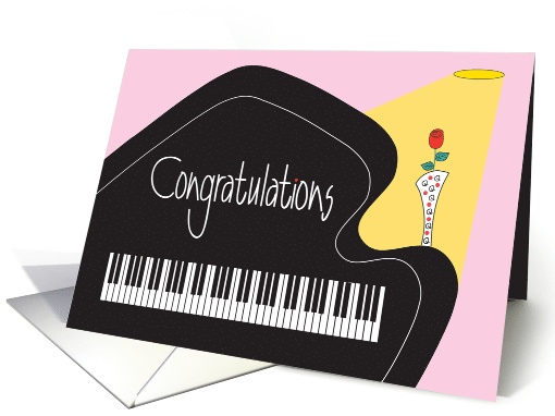 Piano Recital Congratulations for Young Girl, Piano Keys & Rose card