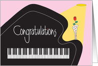 Piano Recital Congratulations for Young Girl, Piano Keys & Rose card