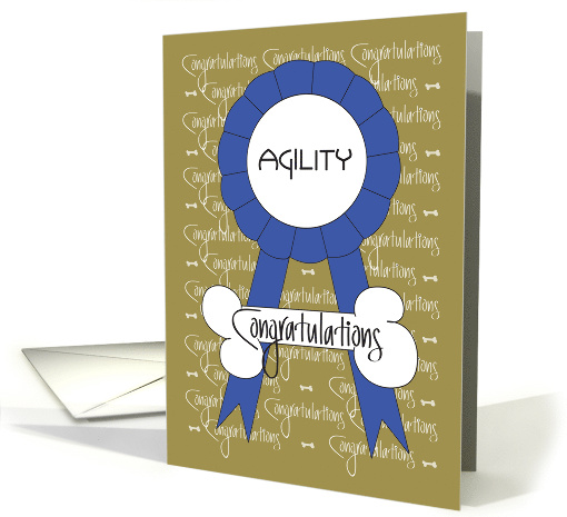 Congratulations for Dog Show Agility Award With Blue Ribbon card