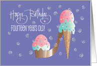 Fourteen Years Old with Cupcake and Ice Cream Cone Stiletto Heel card