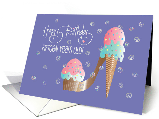 Birthday for 15 Year Old, Cupcake & Ice Cream Stiletto... (1338400)
