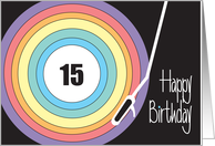 Hand Lettered Birthday for 15 Year Old Rainbow Record and Player card