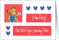 Invitation to 3 Year Old Party with Our Little Tiger’s Turning Three card