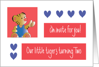Invitation to 2 Year Old Party Our Little Tiger’s Turning Two card