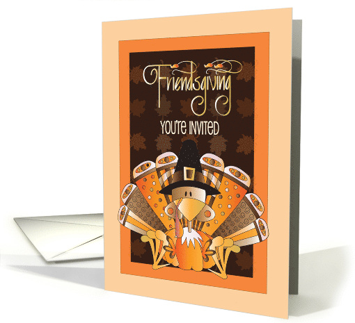 Hand Lettered Friendsgiving Invitation with Turkey and... (1340166)