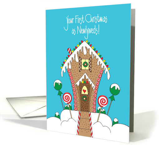 First Christmas for Newlyweds, Enchanting Gingerbread House card