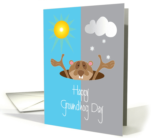 Groundhog Day, Groundhog with Sunshine and Snowflakes card (1340970)