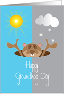 Groundhog Day, Groundhog with Sunshine and Snowflakes card