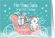 First Christmas for Granddaughter Here Comes Santa Polar White Bear card