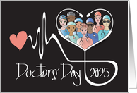 Hand Lettered Doctors’ Day 2024 Heartbeat Stethoscope and Doctors card