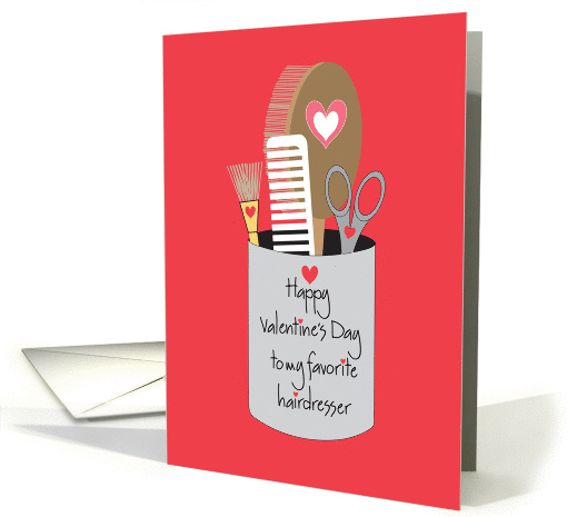 Valentine's Day for Hairdresser, Beauty Items & Hearts card (1342572)
