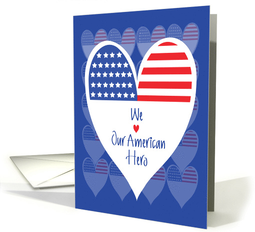 Valentine's Day for Military, Red White and Blue Hero Heart card
