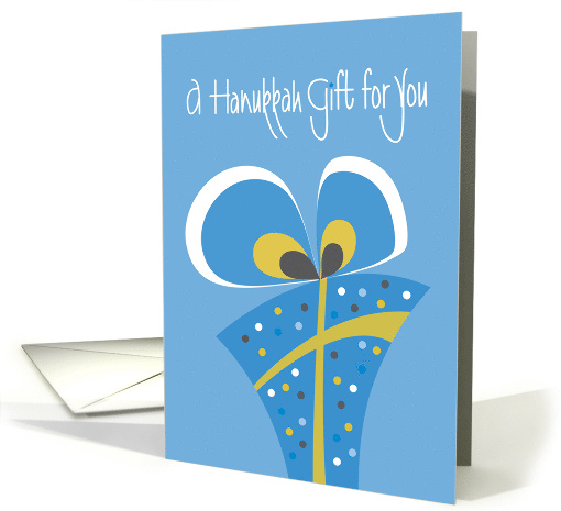 Hand Lettered Hanukkah Gift Card Enclosed, Polka Dot Gift & Bow card