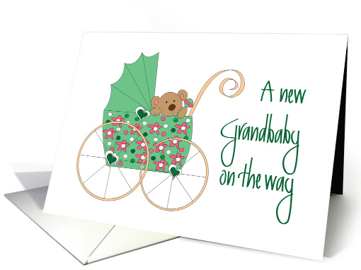 Christmas for Expecting Grandparents, Bear in Holiday Stroller card