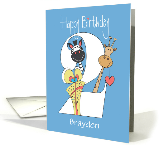 Second Birthday for Child with Custom Name and Zoo Animals card