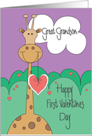 First Valentine’s Day for Great Grandson, Giraffe with Valentine card