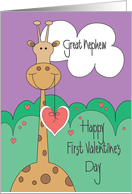 First Valentine’s Day for Great Nephew, Giraffe with Valentine card