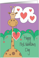 First Valentine’s Day for Baby, Giraffe with Hearts card