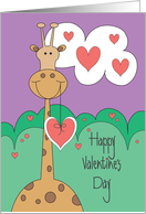 Hand Lettered Valentine’s Day for Kids,Giraffe with Hearts card