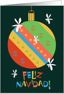 Hand Lettered Spanish Feliz Navidad Bright Ornament in Espaol card