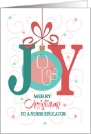 Christmas for Nurse Educator, Joy Ornament with Stethoscope card