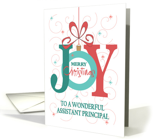 Hand Lettered Christmas for Assistant Principal, Festive Ornament card