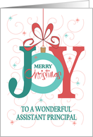 Hand Lettered Christmas for Assistant Principal, Festive Ornament card