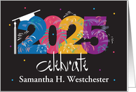 Hand lettered 2024 Graduation Large Colorful Date with Custom Name card