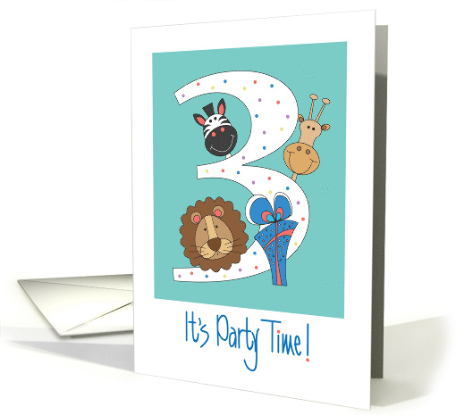 Invitation to 3rd Birthday Party with Giraffe Zebra and... (1348034)