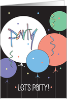 Hand Lettered Let’s Party Birthday Party Invitation Colorful Balloons card