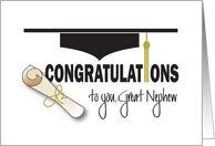 Graduation for Great Nephew, Hat, Tassel and Diploma card