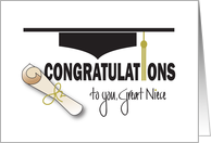 Graduation for Great Niece, Hat, Tassel and Diploma card