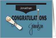 Graduation for Grandson Hat with Tassel Diploma and Custom Name card